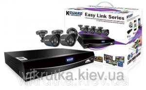 Комплект видеонаблюдения на 4 камеры KGuard EL421-2HW212B Easy Link. Комплект видеонаблюдения на 4 камеры KGuard EL421-2HW212B Easy Link.